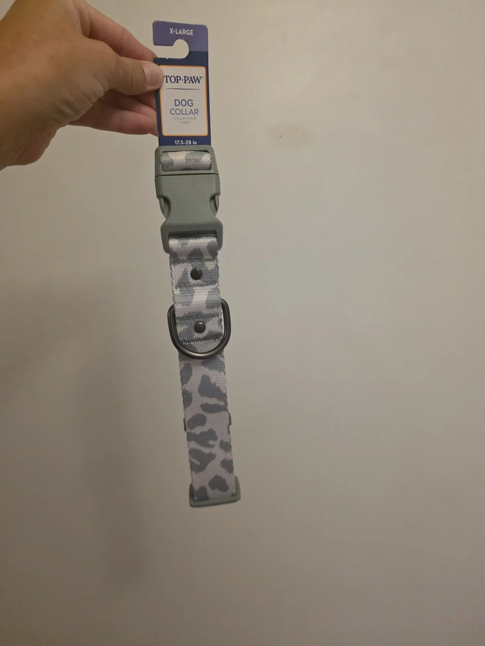 Top Paw Light Gray Animal Print Dog Collar with Gray Buckle